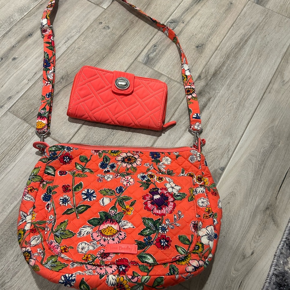 Vera Bradley Red Crossbody Bag with Floral Design